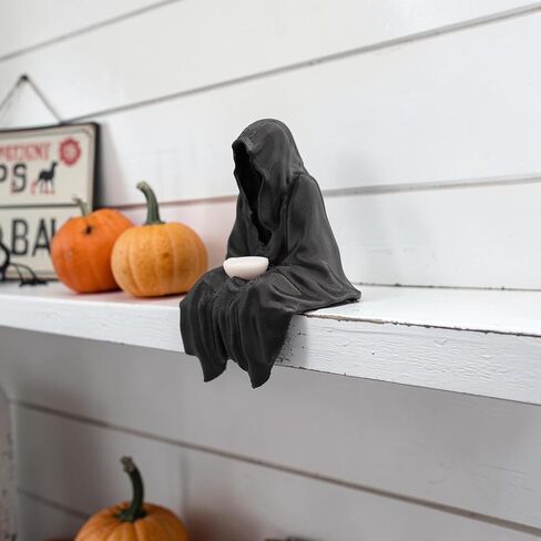 Grim Reaper Fantasy Bookshelf Decor, Suriel Inspired Tea Cup Gothic Statue, Panda Prints Dark Fantasy Shelf Collectible and BookTok Decor in Saudi Arabia