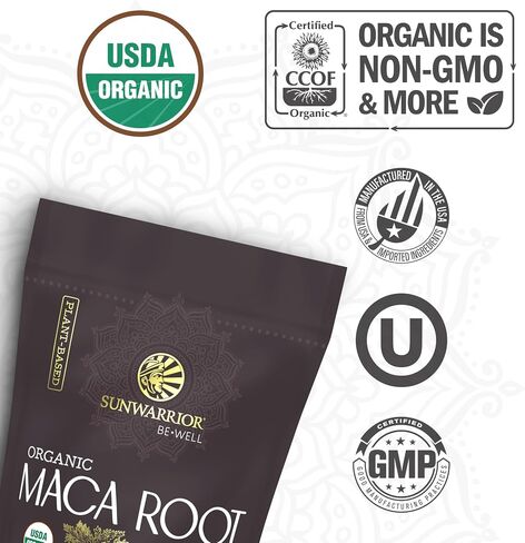 Sunwarrior Organic Maca Root Powder Yellow 8 Grams of Adaptogenic Superfood per Serving Supports Energy, Stamina, Mood & Balance Peruvian Maca Powder for Vitality & Wellness Non-GMO Vegan 30 Servings in Saudi Arabia