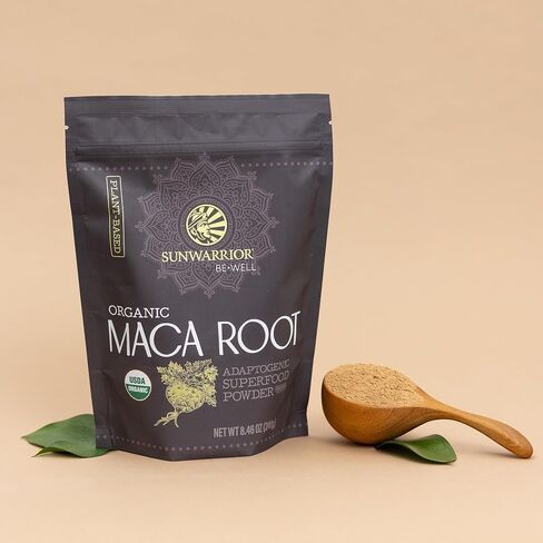 Sunwarrior Organic Maca Root Powder Yellow 8 Grams of Adaptogenic Superfood per Serving Supports Energy, Stamina, Mood & Balance Peruvian Maca Powder for Vitality & Wellness Non-GMO Vegan 30 Servings in Saudi Arabia