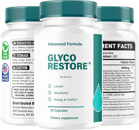 Glyco Restore Capsules - Official GlycoRestore Pills Advanced Support for Maximum Strength, All Natural Ingredients Premium Vitamins for Overal Health & Wellness, 60 Capsules for 1 Month in Saudi Arabia