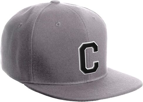 قبعة Snapback كلاسيكية مخصصة بأحرف أولية من A إلى Z، قبعة رمادية فاتحة وأبيض وأسود in Kuwait