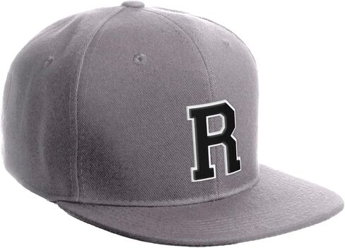 قبعة Snapback كلاسيكية مخصصة بأحرف أولية من A إلى Z، قبعة رمادية فاتحة وأبيض وأسود in Kuwait