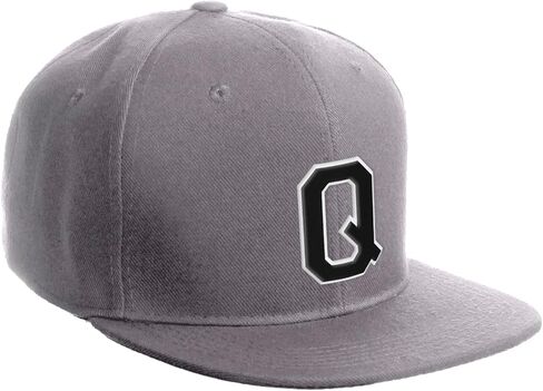 قبعة Snapback كلاسيكية مخصصة بأحرف أولية من A إلى Z، قبعة رمادية فاتحة وأبيض وأسود in Kuwait