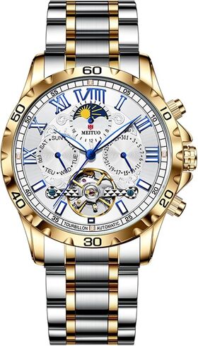 Mens Automatic Watches Tourillon Skeleton Mechanical Mens Watch Self Winding Luxury Fashion Dress Wrist Watch Luminous Waterproof in Saudi Arabia