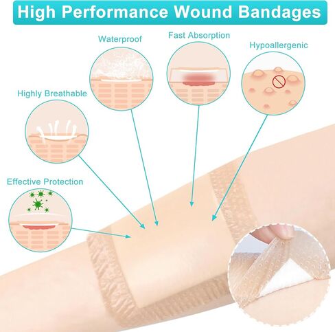 Silicone Foam Dressing 4"x4"(10 Pack) with Adhesive Border, Wound Care Dressings Highly Absorbent Large Waterproof Silicone Bandages for Pressure Ulcers, Bedsores, Leg Ulcers in Saudi Arabia