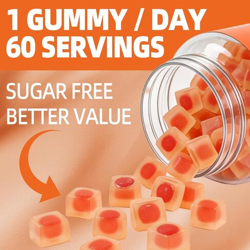 2000mg Liposomal Vitamin C Gummies for Adults, Elderberry Vitamin C and Zinc, NAD, Elderberry, for Immune Support Supplement, Sugar Free, 60 Counts, Orange Flavor in Saudi Arabia