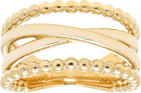 Boston Bay Diamonds 14K Yellow Gold Over Sterling Silver Cross Over Stackable Right Hand Ring in Saudi Arabia