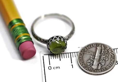 8mm Vesuvianite Ring Symmetrical Flower Crown Vintage Silver in Saudi Arabia