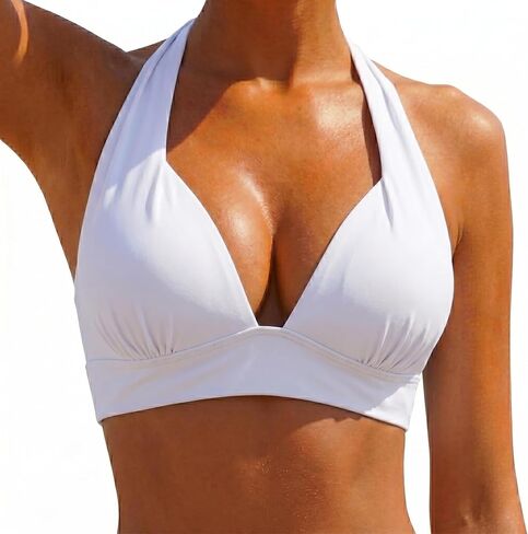 Hilor Women's Push Up Bikini Tops Sexy Triangle Swim Top Swimsuit Halter Bikini Bathing Suit Tops in Kuwait