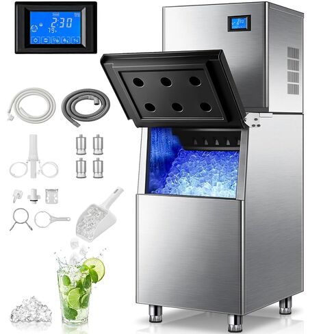 Commercial Ice Maker Machine 550LBS/24H with 350LBS Stainless Steel Storage Bin, Self-Cleaning, Air Cooled Ice Machine with LCD Panel for Bar Business Cafe in Kuwait