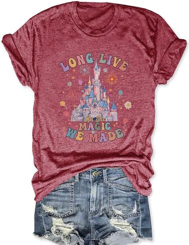 Magic Kingdom Shirts for Women Magical Castle Graphic Tees Family Vacation Trip Short Sleeve Tops in Saudi Arabia