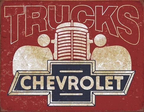 Desperate Enterprises Chevy Trucks Tribute Tin Sign - Nostalgic Vintage Metal Wall Decor - Made in USA in Kuwait