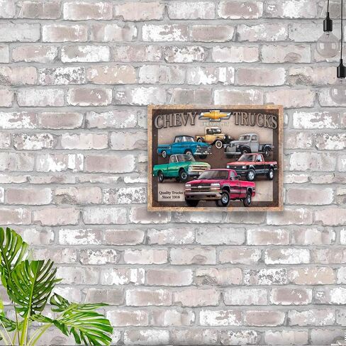 Desperate Enterprises Chevy Trucks Tribute Tin Sign - Nostalgic Vintage Metal Wall Decor - Made in USA in Kuwait