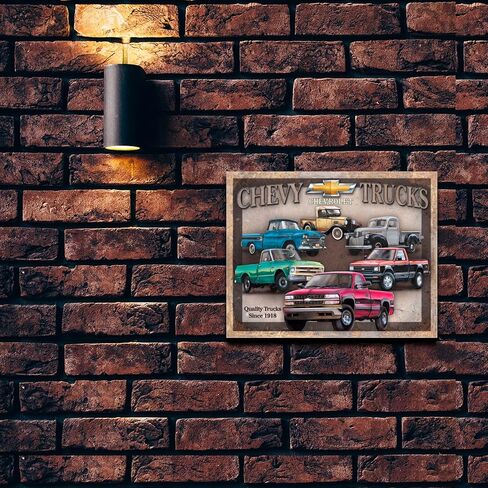 Desperate Enterprises Chevy Trucks Tribute Tin Sign - Nostalgic Vintage Metal Wall Decor - Made in USA in Kuwait
