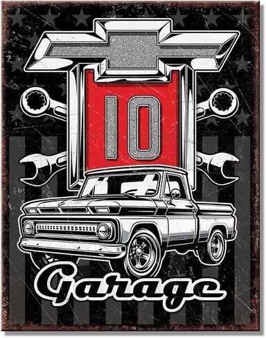 Desperate Enterprises Chevy Trucks Tribute Tin Sign - Nostalgic Vintage Metal Wall Decor - Made in USA in Kuwait