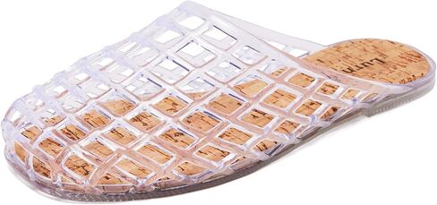 Clear Jelly Mesh Slide Sandals for Women Slip on Closed Toe Flats Sandals Summer Beach Jelly Shoes in Kuwait
