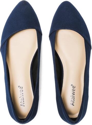 Ataiwee Women's Wide Width Flat Shoes - Stylish Pointed Toe Suede, Soft Comfortable Non-Slip Sole, Casual Daily Office Dressy Ballet Flats. in Saudi Arabia