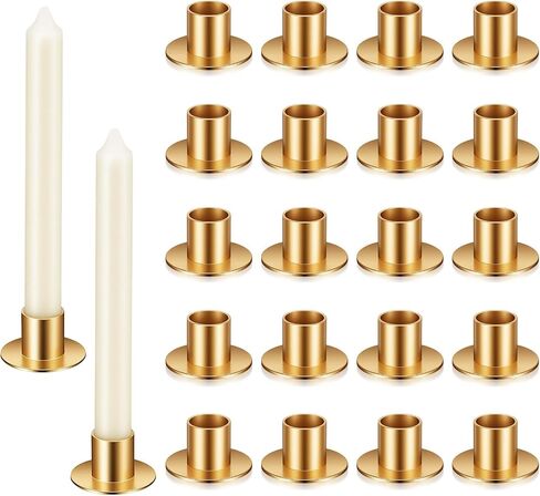 24 PCS Gold Taper Candle Holders, Short Skinny Vintage Candlestick Holders | for 0.87 inch Pillar Candles Metal Candle Holder for Table and Fireplace Decorations, Weddings and Holiday Centerpieces in Saudi Arabia