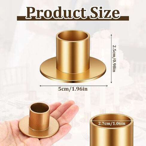 24 PCS Gold Taper Candle Holders, Short Skinny Vintage Candlestick Holders | for 0.87 inch Pillar Candles Metal Candle Holder for Table and Fireplace Decorations, Weddings and Holiday Centerpieces in Saudi Arabia