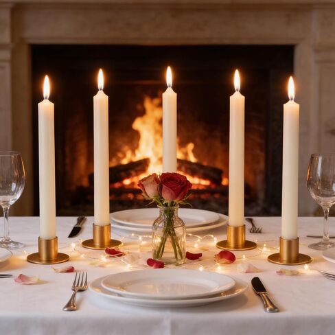 24 PCS Gold Taper Candle Holders, Short Skinny Vintage Candlestick Holders | for 0.87 inch Pillar Candles Metal Candle Holder for Table and Fireplace Decorations, Weddings and Holiday Centerpieces in Saudi Arabia