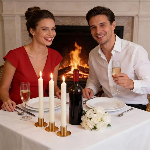 24 PCS Gold Taper Candle Holders, Short Skinny Vintage Candlestick Holders | for 0.87 inch Pillar Candles Metal Candle Holder for Table and Fireplace Decorations, Weddings and Holiday Centerpieces in Saudi Arabia