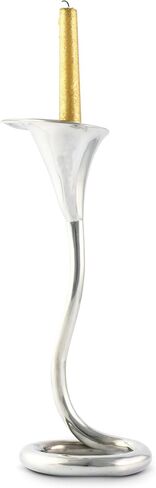 Vagabond House Pewter Lily Candlestick - Spring Flower Taper Candleholders Tall 11 inch Tall in Saudi Arabia