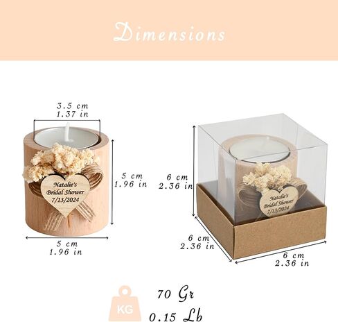 65 Pcs Handmade Personalized Natural Wood Cylinder Candle Holders – Perfect for Weddings, Bridal Showers, Memorials & Gifts in Saudi Arabia