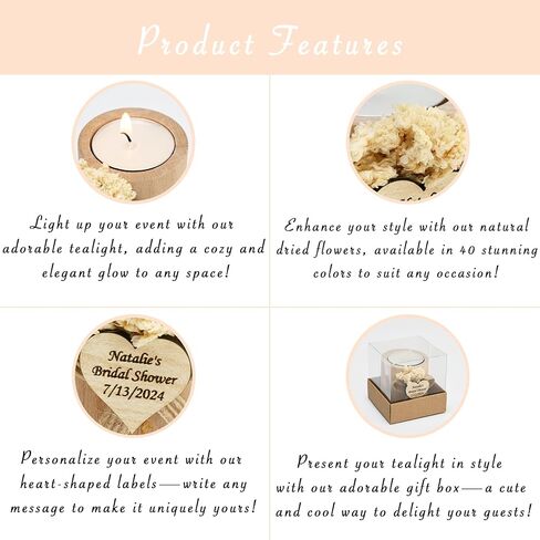 65 Pcs Handmade Personalized Natural Wood Cylinder Candle Holders – Perfect for Weddings, Bridal Showers, Memorials & Gifts in Saudi Arabia