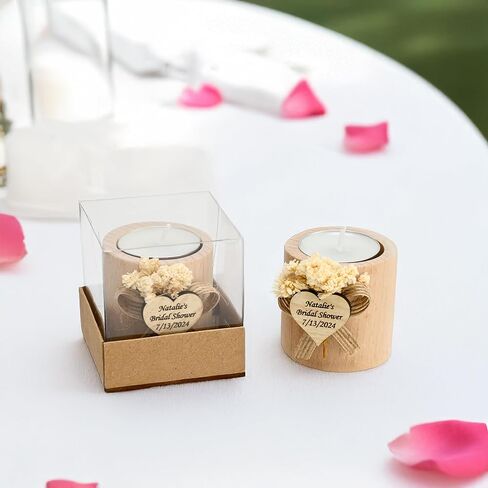 65 Pcs Handmade Personalized Natural Wood Cylinder Candle Holders – Perfect for Weddings, Bridal Showers, Memorials & Gifts in Saudi Arabia