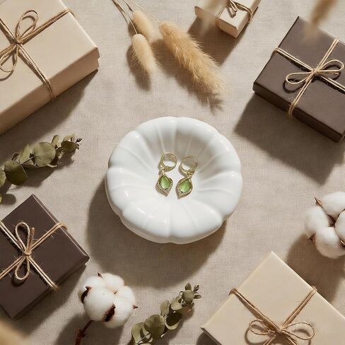 Ceramic Jewelry Tray Dish,Nightstand Ring Holder Dish& Bathroom Jewlery Plate Bowl,Small Trinket Dish Tray for Friends, Mother, Sister (White-A) in Kuwait