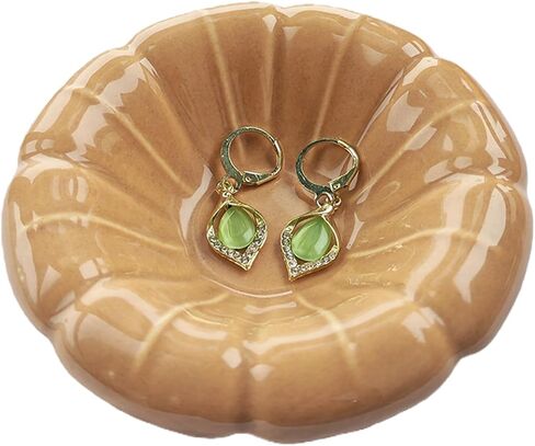 Ceramic Jewelry Tray Dish,Nightstand Ring Holder Dish& Bathroom Jewlery Plate Bowl,Small Trinket Dish Tray for Friends, Mother, Sister (White-A) in Saudi Arabia