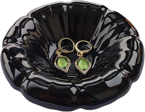 Ceramic Jewelry Tray Dish,Nightstand Ring Holder Dish& Bathroom Jewlery Plate Bowl,Small Trinket Dish Tray for Friends, Mother, Sister (White-A) in Kuwait
