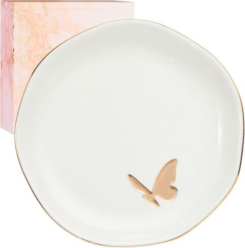 InnoBeta Butterfly Gifts for Women, Ceramic Jewelry Tray, Decorative Trinket Dish for Rings Earrings Necklaces Bracelet, 4.75" in Kuwait
