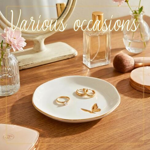 InnoBeta Butterfly Gifts for Women, Ceramic Jewelry Tray, Decorative Trinket Dish for Rings Earrings Necklaces Bracelet, 4.75" in Kuwait