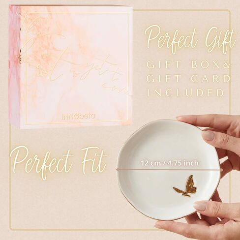 InnoBeta Butterfly Gifts for Women, Ceramic Jewelry Tray, Decorative Trinket Dish for Rings Earrings Necklaces Bracelet, 4.75" in Kuwait