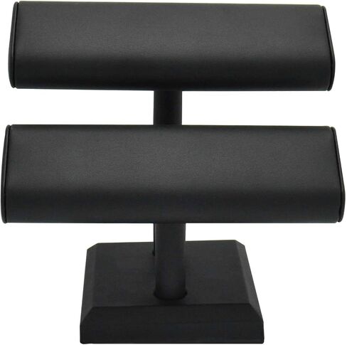 Black Leather Jewelry Bracelet/Watch/Bangle Display T-Bar ~ Two Tier in Saudi Arabia