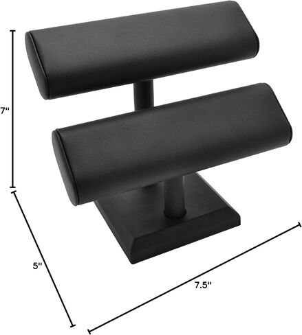 Black Leather Jewelry Bracelet/Watch/Bangle Display T-Bar ~ Two Tier in Saudi Arabia