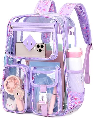 Clear Backpack for Girls Large Heavy Duty Transparent Bookbag for Middle School Kids Travel Daypacks in Saudi Arabia