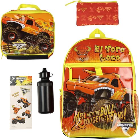INTIMO Monster Jam 16" Backpack El Toro Loco 5-Piece Set with Insulated Lunch Box in Saudi Arabia