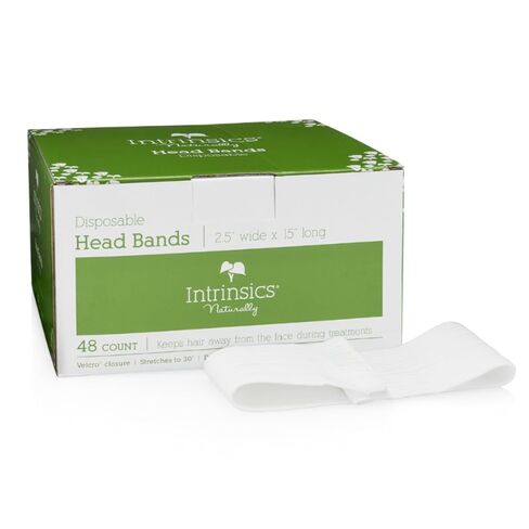 Intrinsics Disposable Headbands For Spa (48 Count) – 2.5" x 15" Stretchable Cotton Facial Headbands with Velcro Closure | For Facials, Makeup & Salon Use in Saudi Arabia