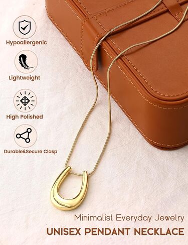 UBGICIG Chunky Horseshoe Pendant Necklaces for Women, Dainty U-Shaped Statement Necklace Non Tarnish, Minimalist 16K Gold Plated Silver Color Large Lucky Horse Shoe Necklace Chain Jewelry Present for Her in Saudi Arabia