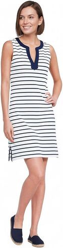 Lands' End Women's Cotton Jersey Notch Neck Dress with Soutache in Kuwait