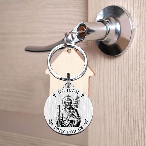 St. Jude Gifts for Mens Women - Saint Jude the Apostle Keychain for Hopeless Causes, Patron Saint of Difficult Times Gifts, Christmas Birthday Presents for Husband Boyfriend Friend in Saudi Arabia