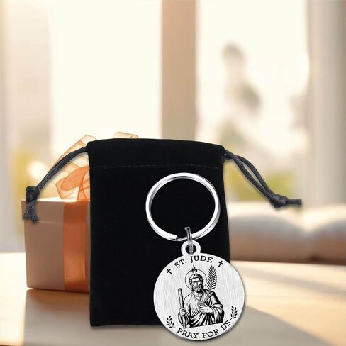 St. Jude Gifts for Mens Women - Saint Jude the Apostle Keychain for Hopeless Causes, Patron Saint of Difficult Times Gifts, Christmas Birthday Presents for Husband Boyfriend Friend in Saudi Arabia