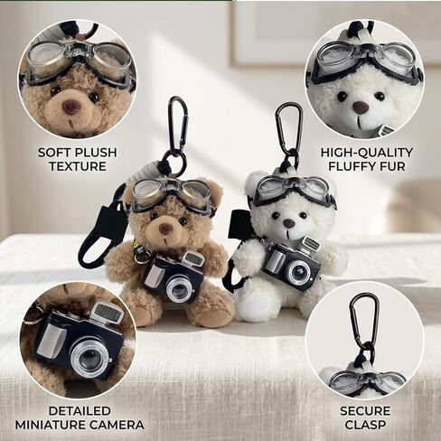 2-Piece Bear Bag Charm, Bear Keychain, Bear Keychain Plush, Plush Bag Charm, Plush Bag Charms Keychains, Cute Bear Keychain for Bags, Soft Plush Keychain for Adults in Saudi Arabia
