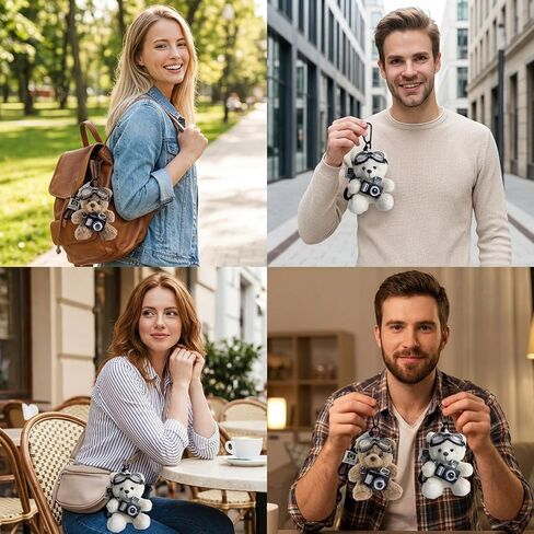 2-Piece Bear Bag Charm, Bear Keychain, Bear Keychain Plush, Plush Bag Charm, Plush Bag Charms Keychains, Cute Bear Keychain for Bags, Soft Plush Keychain for Adults in Saudi Arabia