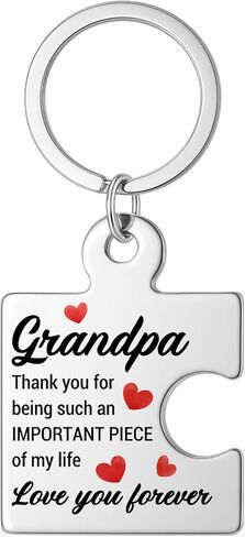 Grandpa Gifts from Grandkids, Birthday Gift for Grandpa Fathers Day Thanksgiving Christmas Gift Ideas, Grandfather Metal Puzzle Piece Keychains in Saudi Arabia