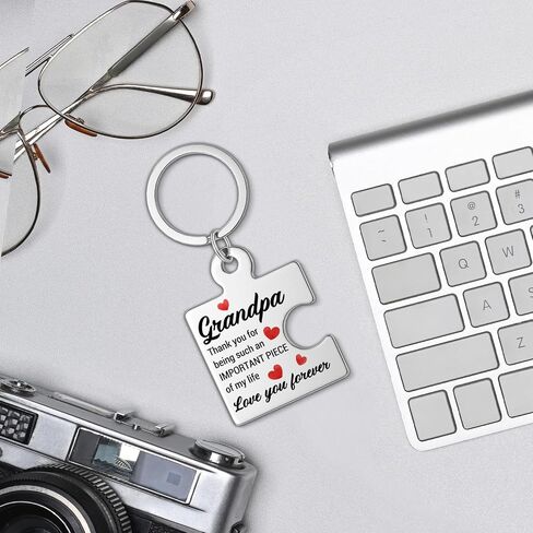 Grandpa Gifts from Grandkids, Birthday Gift for Grandpa Fathers Day Thanksgiving Christmas Gift Ideas, Grandfather Metal Puzzle Piece Keychains in Saudi Arabia