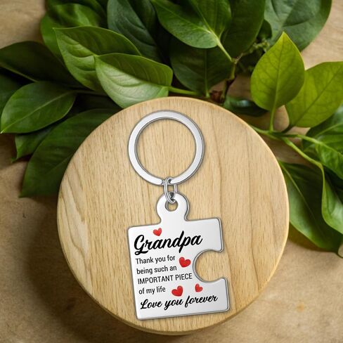 Grandpa Gifts from Grandkids, Birthday Gift for Grandpa Fathers Day Thanksgiving Christmas Gift Ideas, Grandfather Metal Puzzle Piece Keychains in Saudi Arabia