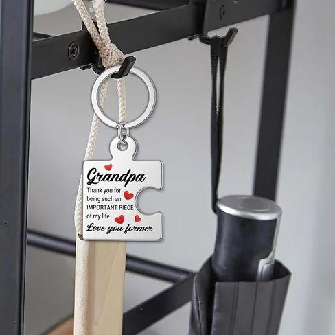 Grandpa Gifts from Grandkids, Birthday Gift for Grandpa Fathers Day Thanksgiving Christmas Gift Ideas, Grandfather Metal Puzzle Piece Keychains in Saudi Arabia